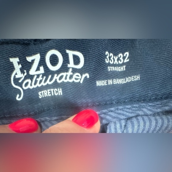 IZOD Men’s Pants Saltwater Stretch Straight Fit Chino Pant. Blue Size 33 x 32. - Picture 4 of 9